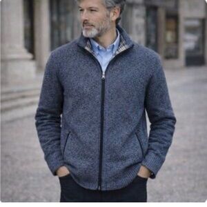 7 Diamonds Men’s Luxe Soft Blue Zip Up Sweater Sz Medium